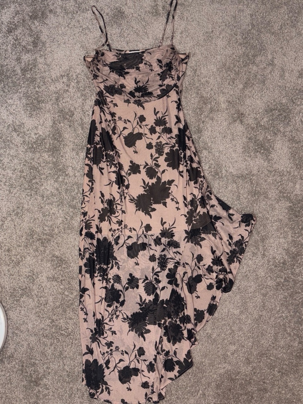 Black Floral Slip Dress - Unbranded